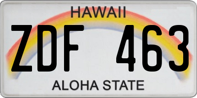 HI license plate ZDF463