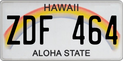 HI license plate ZDF464