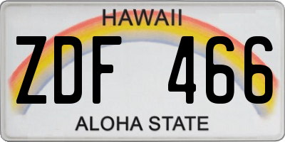 HI license plate ZDF466