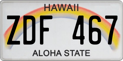 HI license plate ZDF467