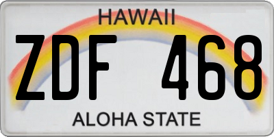 HI license plate ZDF468