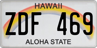 HI license plate ZDF469