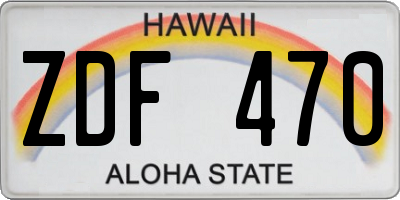 HI license plate ZDF470