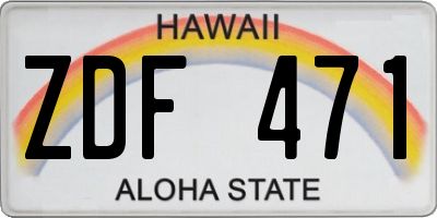 HI license plate ZDF471