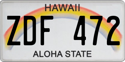 HI license plate ZDF472