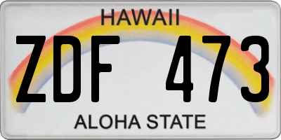 HI license plate ZDF473