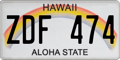 HI license plate ZDF474