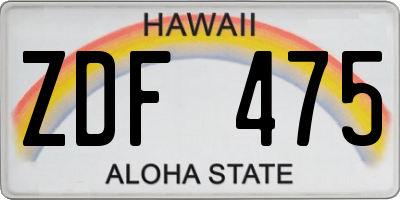 HI license plate ZDF475
