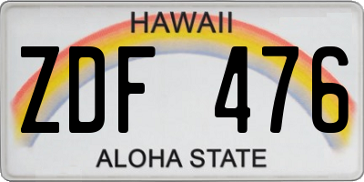 HI license plate ZDF476