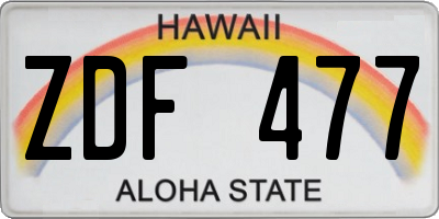 HI license plate ZDF477