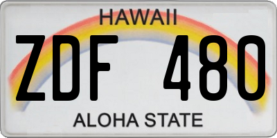 HI license plate ZDF480