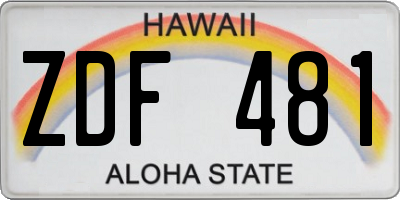 HI license plate ZDF481