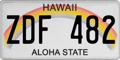 HI license plate ZDF482