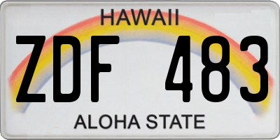 HI license plate ZDF483