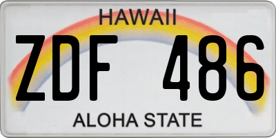 HI license plate ZDF486