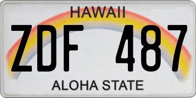 HI license plate ZDF487