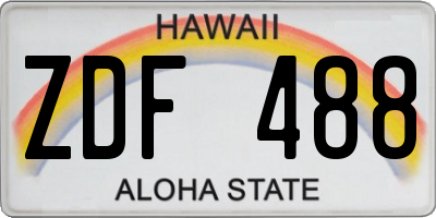 HI license plate ZDF488
