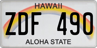 HI license plate ZDF490