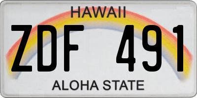 HI license plate ZDF491