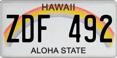 HI license plate ZDF492
