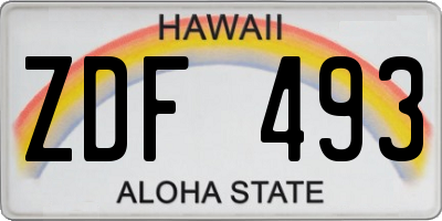 HI license plate ZDF493