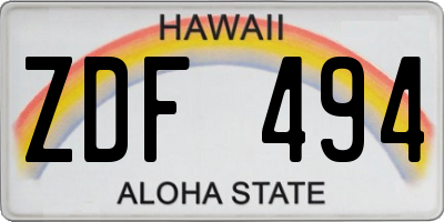 HI license plate ZDF494