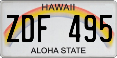 HI license plate ZDF495