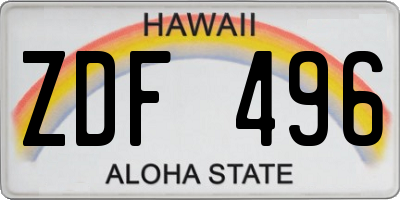 HI license plate ZDF496