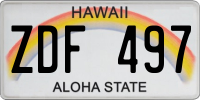 HI license plate ZDF497