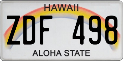 HI license plate ZDF498