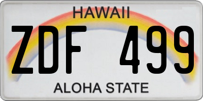HI license plate ZDF499