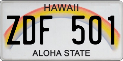 HI license plate ZDF501