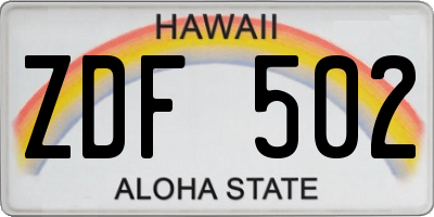HI license plate ZDF502