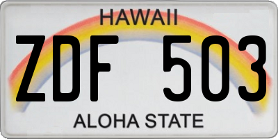 HI license plate ZDF503