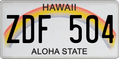 HI license plate ZDF504