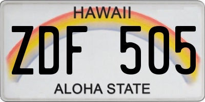 HI license plate ZDF505