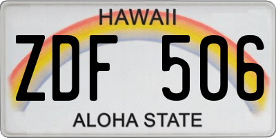 HI license plate ZDF506