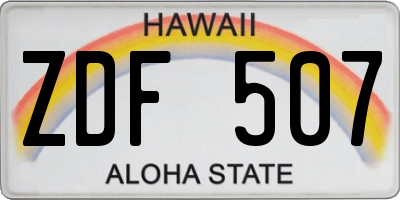 HI license plate ZDF507