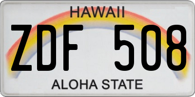 HI license plate ZDF508