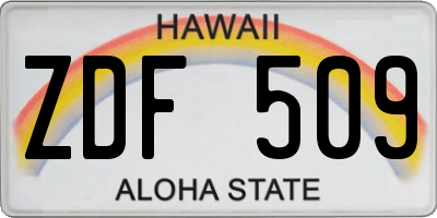 HI license plate ZDF509