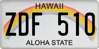 HI license plate ZDF510