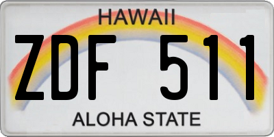 HI license plate ZDF511
