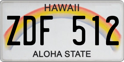 HI license plate ZDF512
