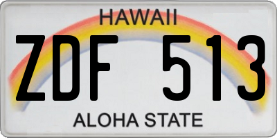 HI license plate ZDF513