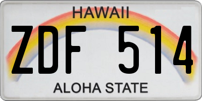 HI license plate ZDF514