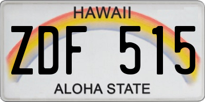 HI license plate ZDF515
