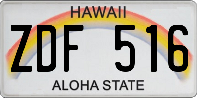 HI license plate ZDF516