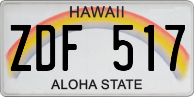 HI license plate ZDF517
