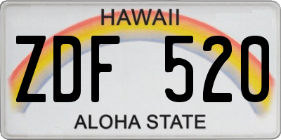 HI license plate ZDF520