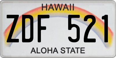 HI license plate ZDF521